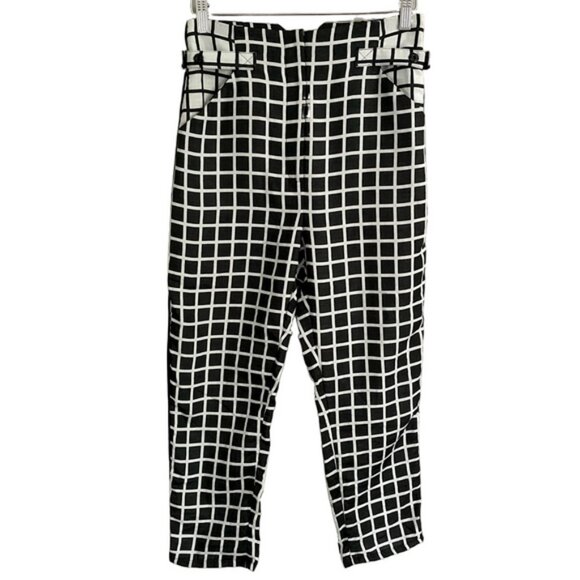Kaelen NYC Black White Grid Pattern Cropped Pants - 4 - Picture 2 of 13